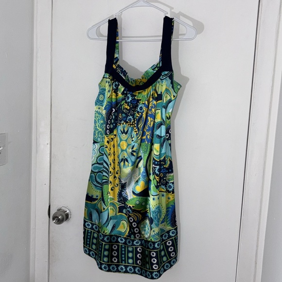 Zara Blue Green Sleeveless V-Neck Sundress - Picture 4 of 5